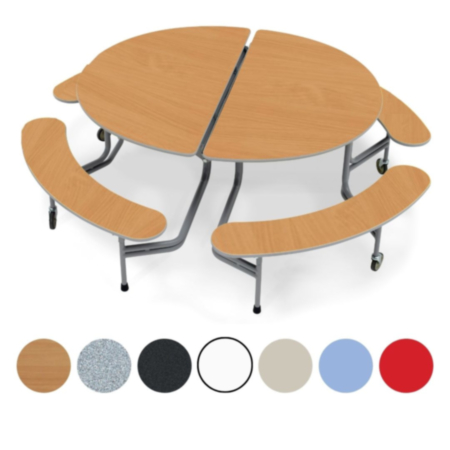 Sico 8 Seater Oval Mobile Folding School Lunch Table with Benches Set