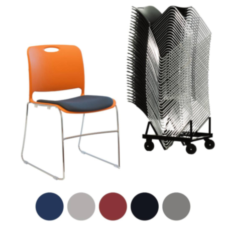 Maestro High Density Stacking Chair with Fabric Upholstered Seat Pad