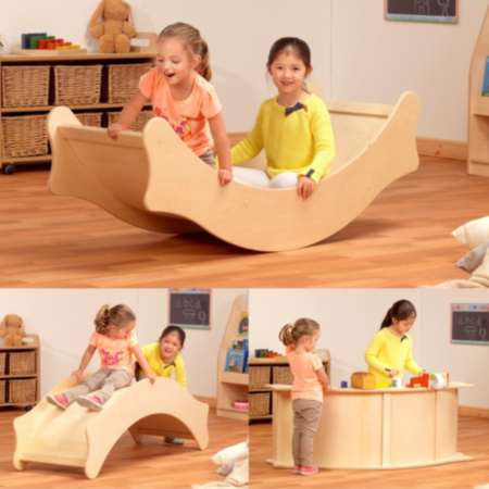 Millhouse Early Years Wooden 3 in 1 Rocking Boat