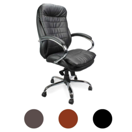 Santiago High Back Luxurious Leather Executive Office Chair With Chrome Base 