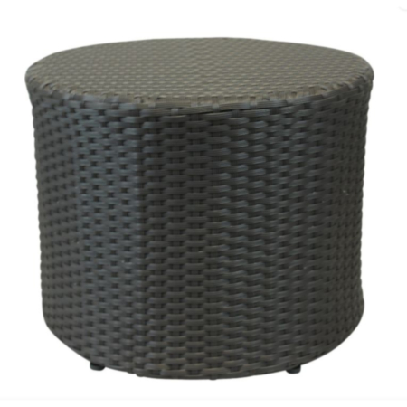 Moon Woven Circular Low Table-Dark Brown 