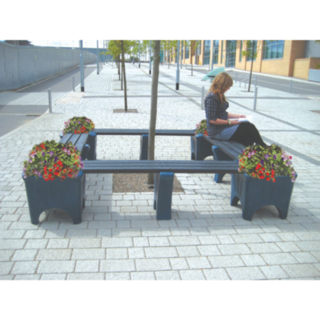 Recycled Plastic Modular Street Furniture Bench with Planter Box
