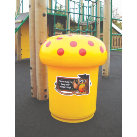 Playground Mushroom Themed Litter Bins with Owl Graphics