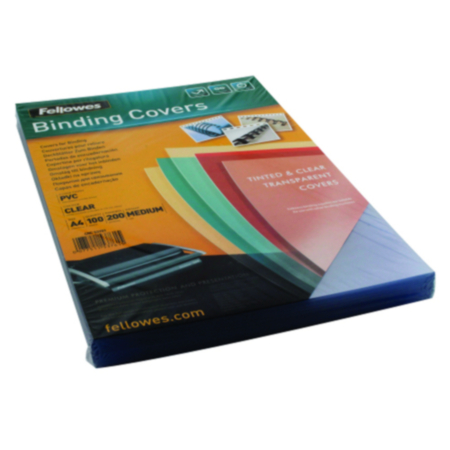 Fellowes Transparent Binding Cover 200micron Clear (Pack 100) 5376102