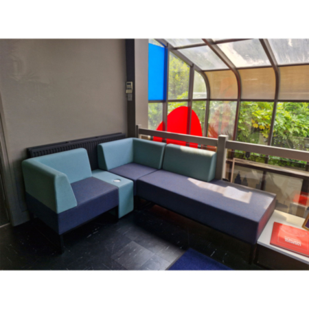 Nera Modular Soft Seating Double Bench with Double Back and Black Frame