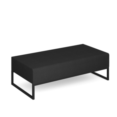 Nera Modular Soft Seating Double Bench No Back with Black Frame - Elapse Grey
