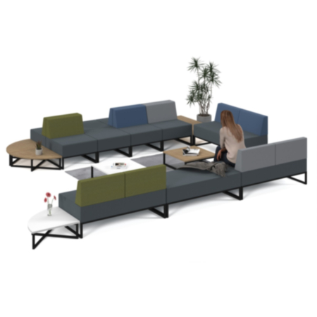 Nera Modular Soft Seating Single Bench with Black Frame