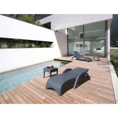 Fiji Durable Weather-Resistant Resin Sun Lounger-Dark Grey