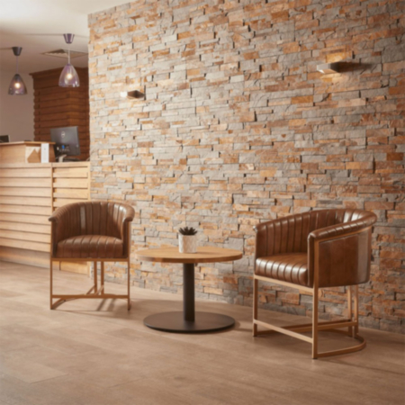 Nolan Restaurant Bistro Armchair Genuine Pecan Brown Leather