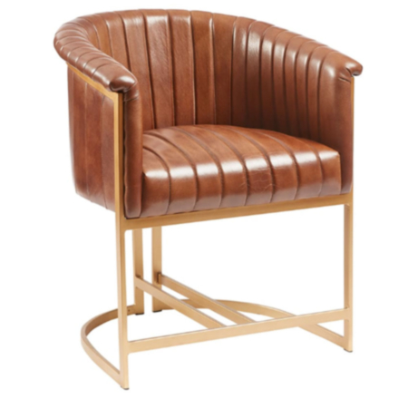 Nolan Restaurant Bistro Armchair Genuine Pecan Brown Leather