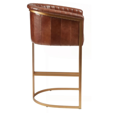 Nolan Restaurant Bistro Bar Stool Genuine Pecan Brown Leather