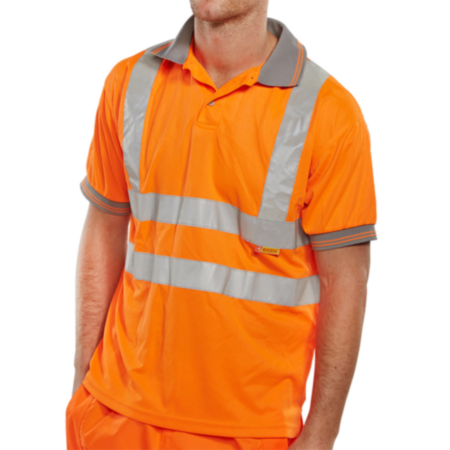 Beeswift Short Sleeve High-Visibility Polo Shirt Orange Medium BPKSENORM