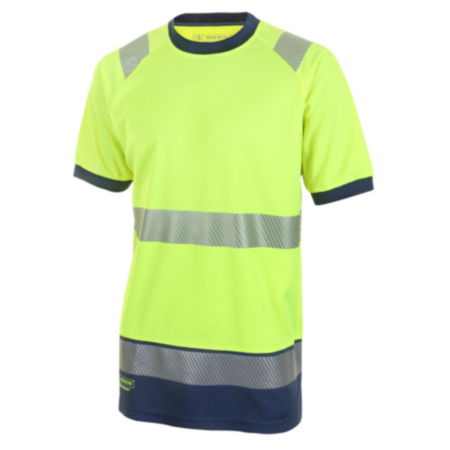 Beeswift Two Tone High-Visibility Short Sleeve T-Shirt Saturn Yellow/Navy Blue 3XL HVTT001SYN3XL