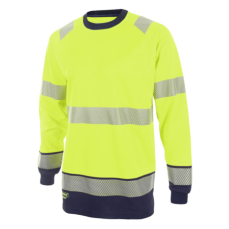Beeswift Two Tone High-Visibility Long Sleeve T-Shirt Saturn Yellow/Navy Blue Large HVTT005SYNL