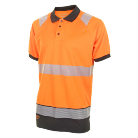 Beeswift Two Tone High-Visibility Short Sleeve Polo Shirt Orange/Black Medium HVTT010ORBLM