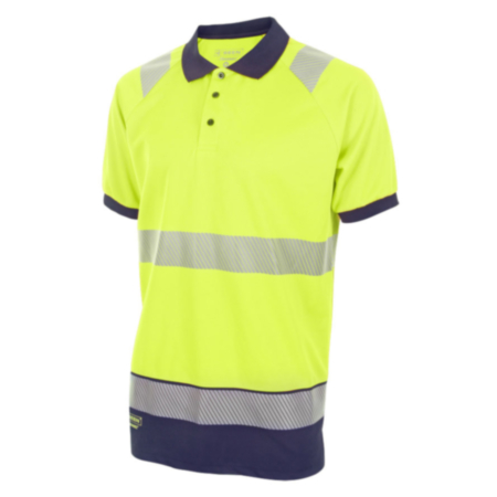 Beeswift Two Tone High-Visibility Short Sleeve Polo Shirt Saturn Yellow/Navy Blue Large HVTT010SYNL