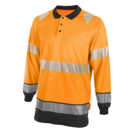 Beeswift Two Tone High-Visibility Long Sleeve Polo Shirt Orange/Black XL HVTT015ORBLXL