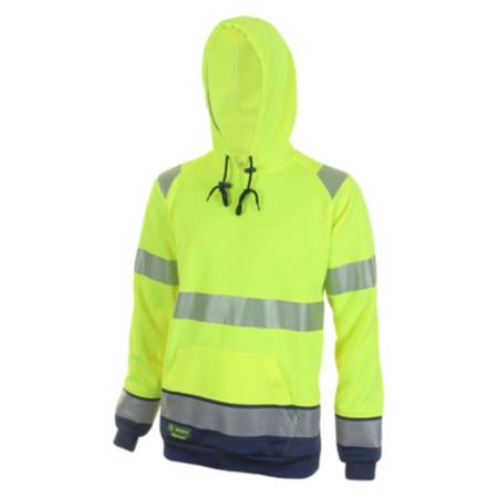 Beeswift Two Tone High-Visibility Hooded Sweatshirt Saturn Yellow/Navy Blue 3XL HVTT025SYN3XL