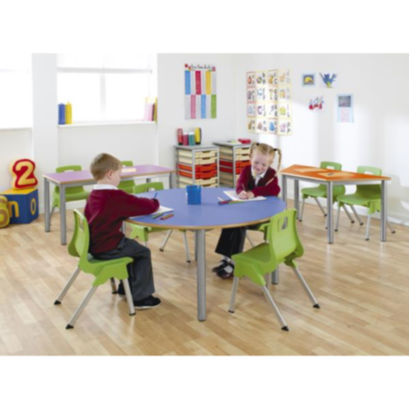 Metalliform Premium Coloured Trapezoidal Chunky Classroom Table