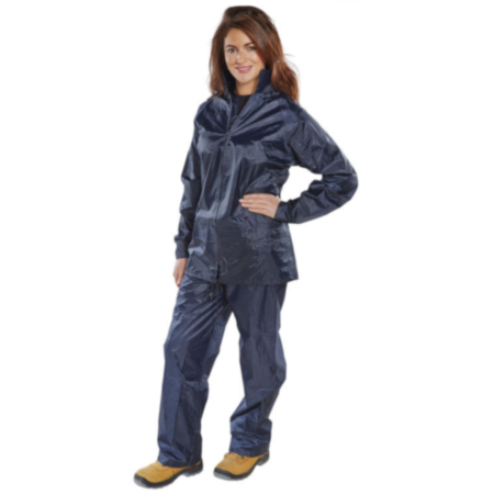 Beeswift Nylon B-Dri Weatherpoof Suit Navy Blue Large NBDSNL