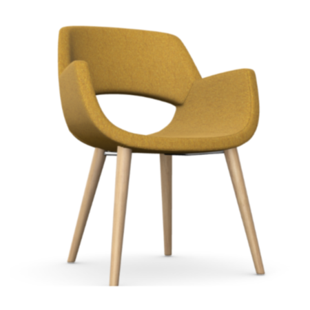 Fielder Reception Chair with 4 Wooden Legs