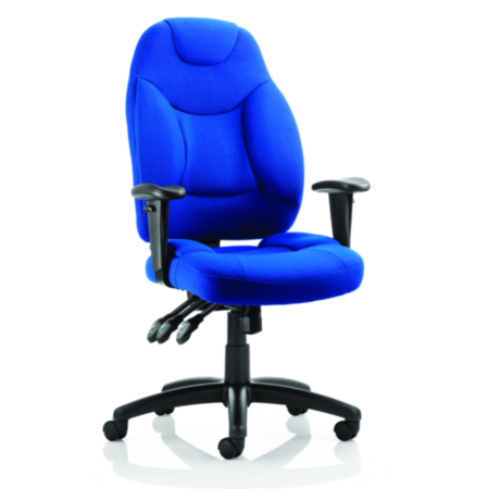 Galaxy Ergonomic Office Task Operator Chair With Blue Fabric &amp; Removable Arms
