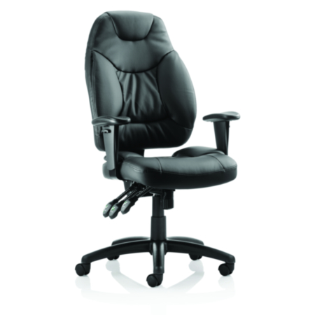 Galaxy Ergonomic Office Task Operator Chair With Black Leather &amp; Removable Arms