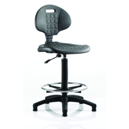 Malaga Hi-Rise Black Polyurethane Task Operator Chair with Draughtman Kit 