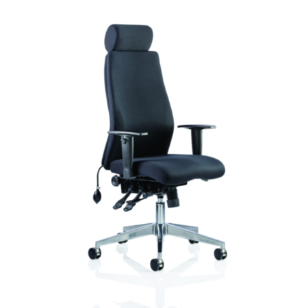 Onyx Posture Black Fabric Ergonomic Office Chair With Headrest