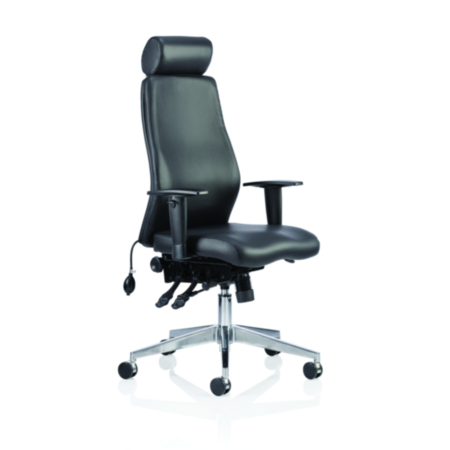 Onyx Posture Black Bonded Leather Ergonomic Office Chair with Headrest