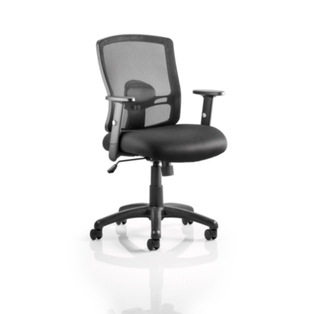 Portland Airmesh Ergonomic Office Task Operator Chair with Arms - Black