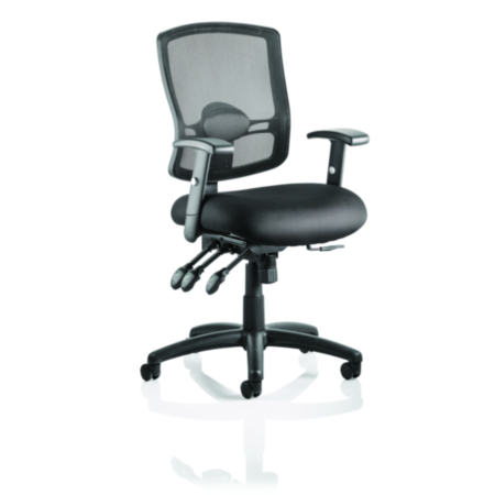 Portland III Mesh Ergonomic Office Task Operator Chair with Arms - Black