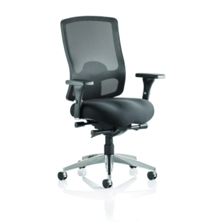 Regent Fabric Ergonomic Office Task Operator Chair with Mesh Back &amp; Arms - Black