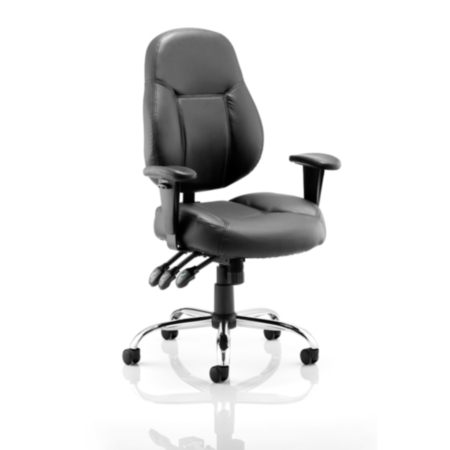 Storm Black Leather Ergonomic Office Task Operator Chair with Arms 