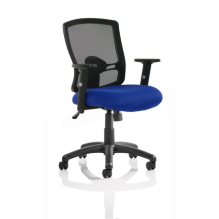 Portland Task Operator Chair Black Back Blue Airmesh Seat With Arms