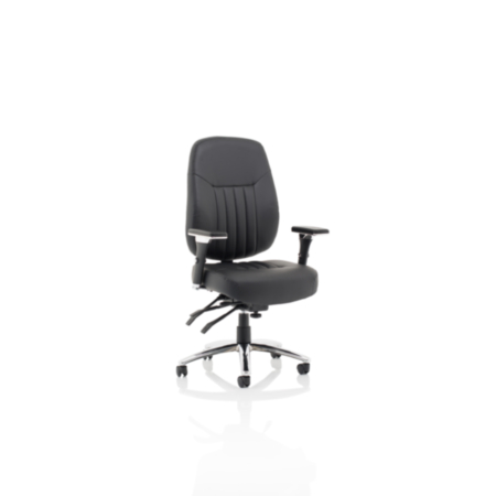 Barcelona Deluxe Black Leather Ergonomic Office Posture Operator Chair