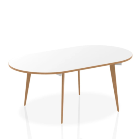 Oslo 2400mm Oval Boardroom Table White Top Natural Wood Edge White Frame 