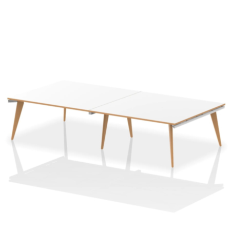 Oslo 3200mm Rectangular Boardroom Table White Top Natural Wood Edge White Frame 
