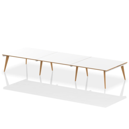 Oslo 4800mm Rectangular Boardroom Table White Top Natural Wood Edge White Frame 