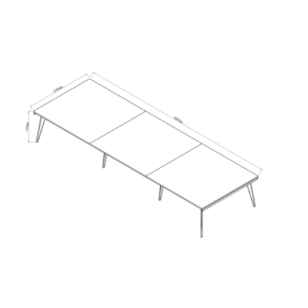 Oslo 4800mm Rectangular Boardroom Table White Top Natural Wood Edge White Frame 