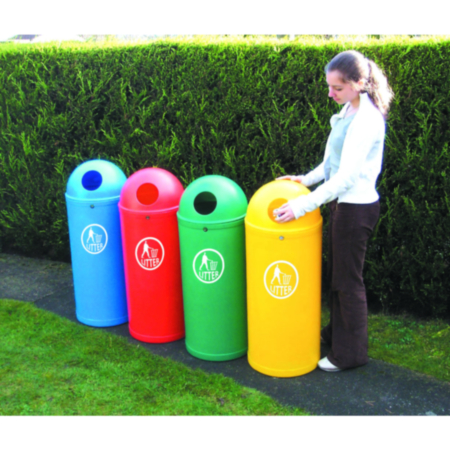 Slimline Classic School Playground Litter Bin with Recycling Graphics