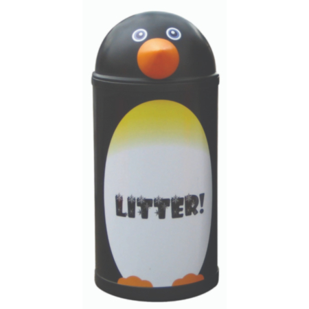 Playground Penguin Themed Litter Bin