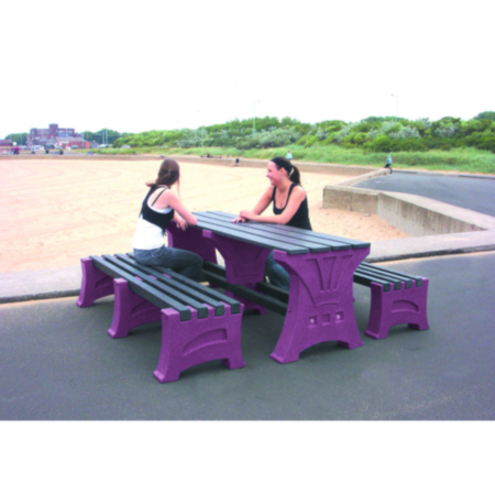 Recycled Plastic Outdoor Premier Picnic Bench &amp; Table Set