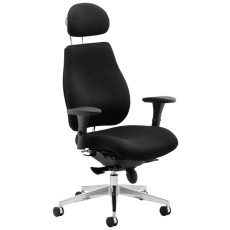 Chiro Plus Ergo Posture Office Chair In Black With Arms &amp; Headrest