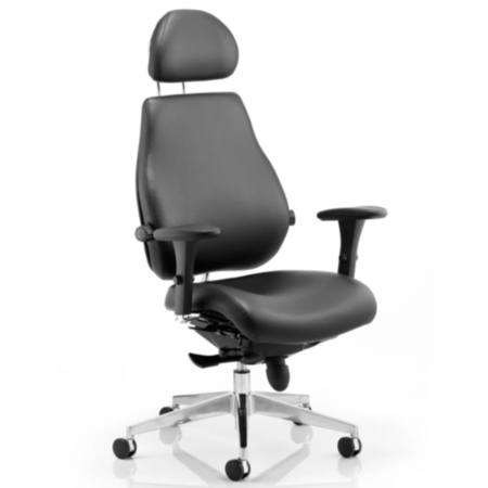 Chiro Plus Ultimate Black Leather Bariatric Office Chair With Arms &amp; Headrest