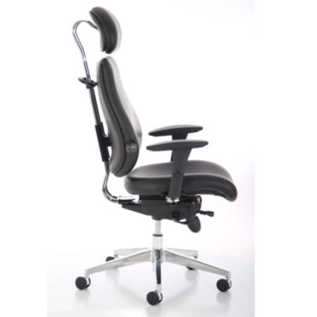 Chiro Plus Ultimate Black Leather Bariatric Office Chair With Arms &amp; Headrest
