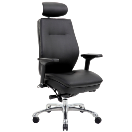 Domino Black Bonded Leather With Arms &amp; Headrest