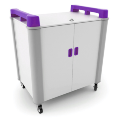 LapCabby 15V Vertical Laptop Storage Charging Trolley - Purple