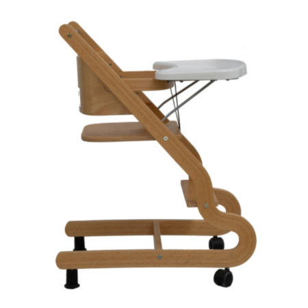 Prestige Wooden Commercial Mobile High Feeding Chair with Plastic Tray
