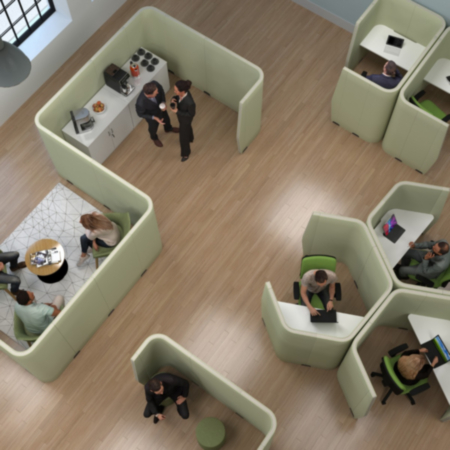 Priva Floor Standing Screen Half Hexagon Shape W3490 x H1500 x D2270mm